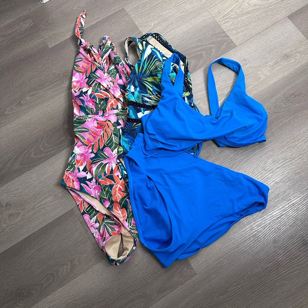 Swimsuits For All Womens Plus Size 18 Lot of 3 Swimsuits Colorful Floral